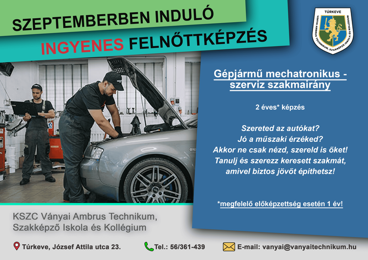 Gépjármű mechatronikus - szerviz szakmairány